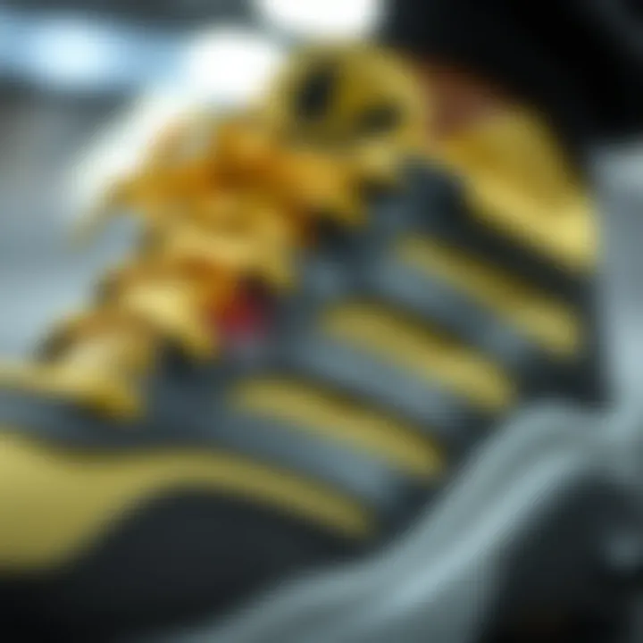 Close-up view of innovative cushioning technology in Adidas sports shoes.