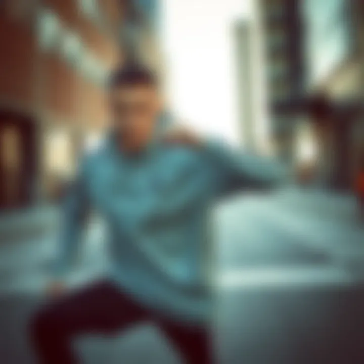 Versatility of Adidas Fortore in Action Dynamic athlete showcasing the versatility of Adidas Fortore apparel in an urban setting