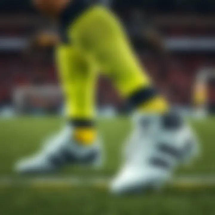 Demonstrating Agility with adidas Ghosted Cleats A player demonstrating agility and speed while wearing adidas Ghosted cleats on the field.