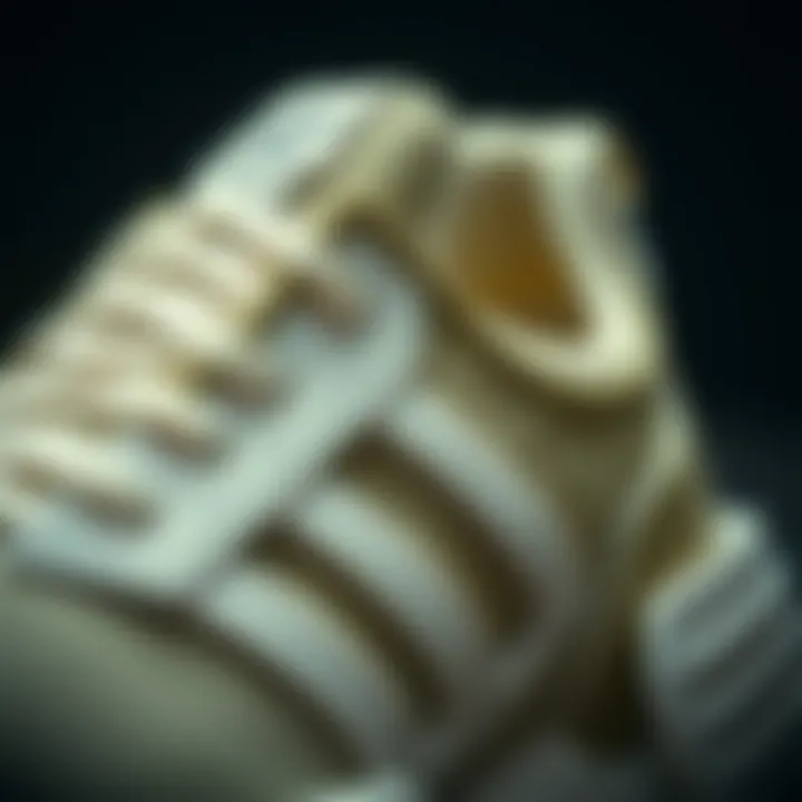 Close-up of the intricate design details of the Adidas Ozweego.