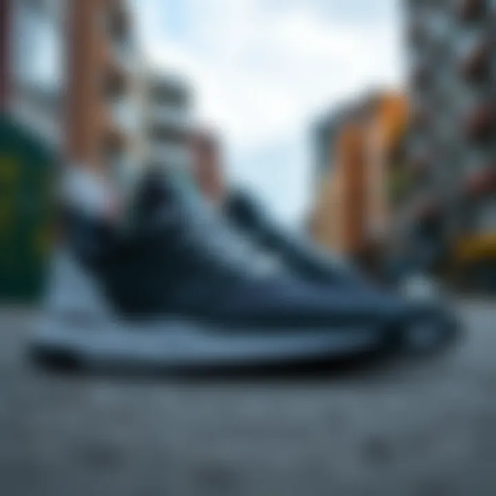 Elegantly styled Adidas Ozweego shoes on a vibrant urban background.