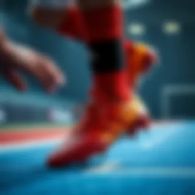 Athlete demonstrating performance while wearing Adidas Predator shoes.