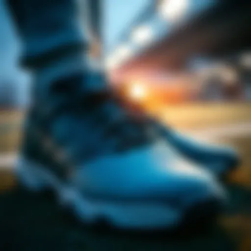 Close-up of Adidas turf soccer shoes showcasing unique design elements