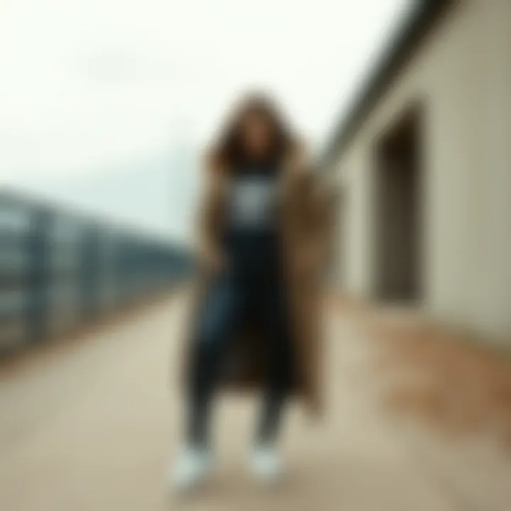 Trendy outfit combination with long coat