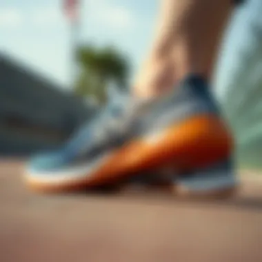 Close-up of the innovative sole design of the Asics Court FF Novak