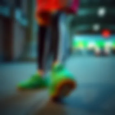 Athletic outfit combined with green Benetton shoes