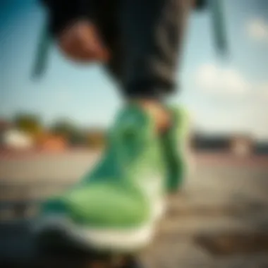 Person enjoying outdoor activities in Benetton green shoes