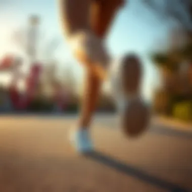 Athlete wearing white running shoes during a run