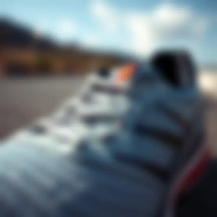 Close-up of high-quality materials used in running shoes