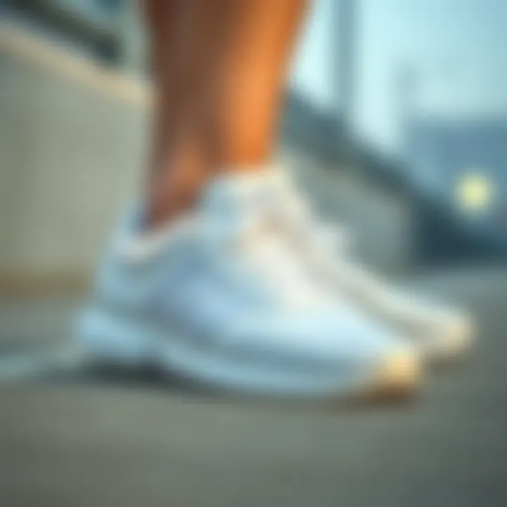 Comfort Features of Adidas White Ankle Shoes Close-up of Adidas white ankle shoes emphasizing comfort