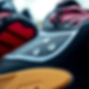 Close-up of waterproof shoe materials and texture