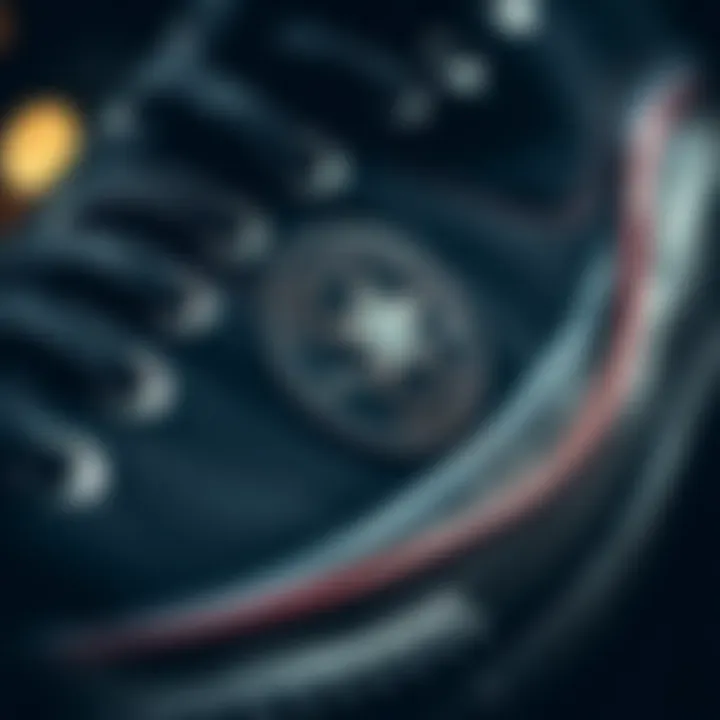 A close-up view highlighting the intricate details of Converse sneaker craftsmanship
