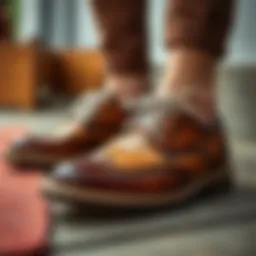 A stylish pair of leather shoes showcasing craftsmanship