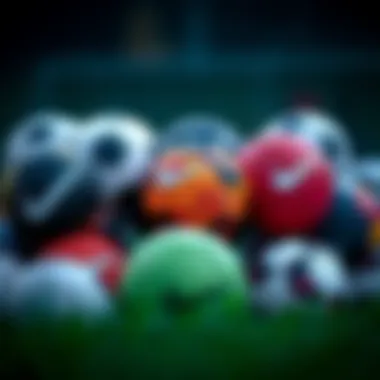 A collection of affordable Nike footballs displayed together