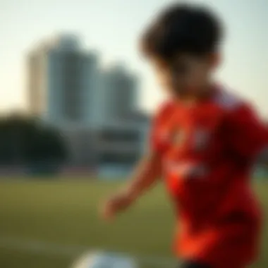 Active Lifestyle in Style A child playing soccer while wearing a Galatasaray jersey.