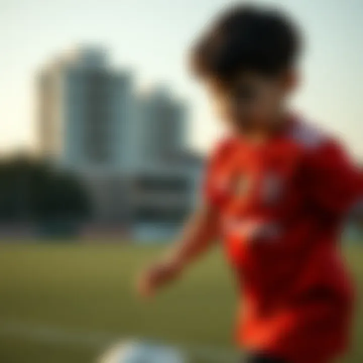 Active Lifestyle in Style A child playing soccer while wearing a Galatasaray jersey.
