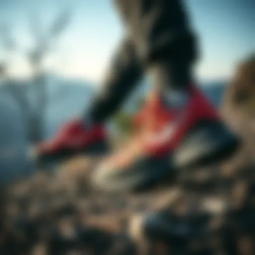 Gore-Tex in Action: Outdoor Comfort Stylish Gore-Tex sports shoes on a scenic outdoor trail