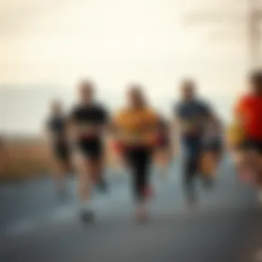 Group of runners participating in a morning jog.