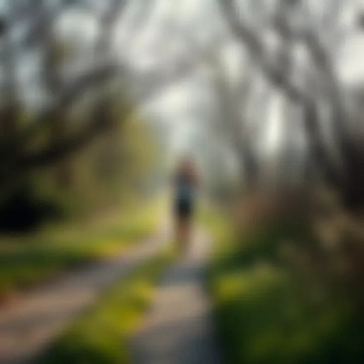 A serene running path surrounded by nature.