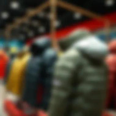 Variety of puffer jackets on display