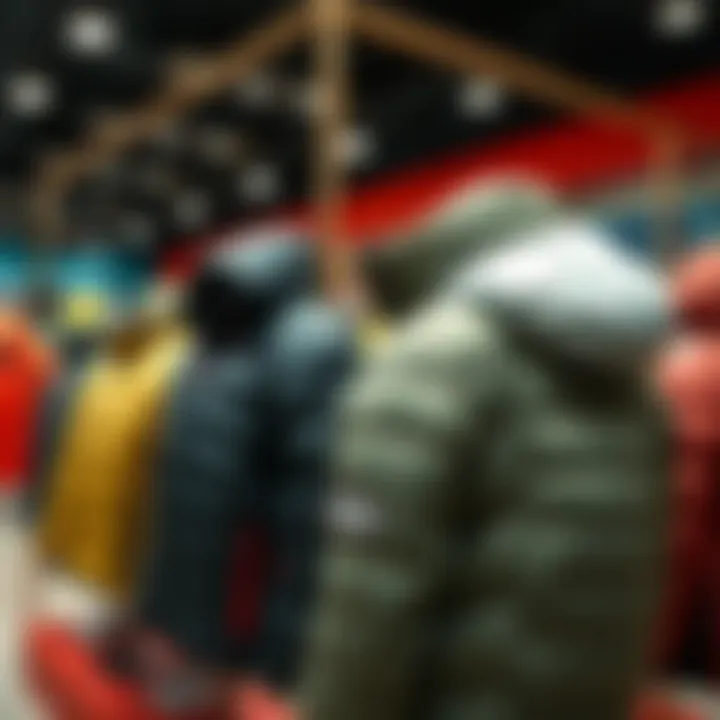 Variety of puffer jackets on display