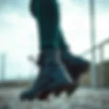 Stylish short boots paired with athletic wear