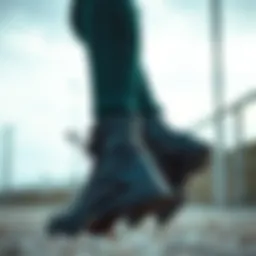 Stylish short boots paired with athletic wear