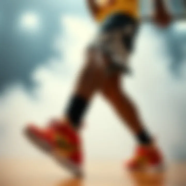 LeBron James in Action An engaging visual of LeBron James in action, wearing his iconic sneakers.
