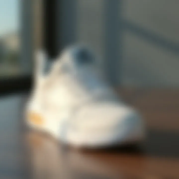 Elegant white sneakers from Lescon on a stylish surface