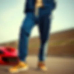 Stylish blue Adidas tracksuit bottoms displayed with sporty accessories