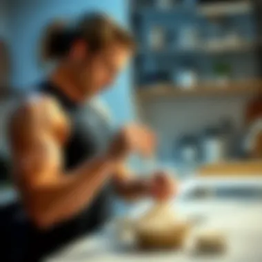 Measuring Protein for Optimal Intake Athlete measuring protein powder in a kitchen