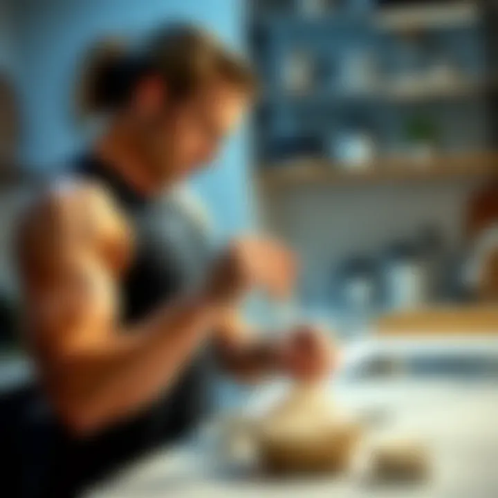 Measuring Protein for Optimal Intake Athlete measuring protein powder in a kitchen