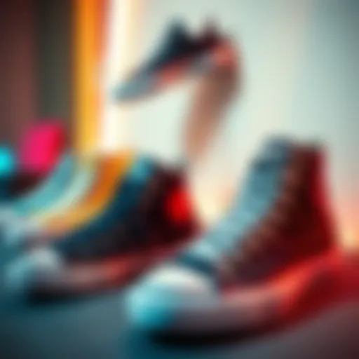 A stylish display of the latest Converse models showcasing vibrant colors and unique designs