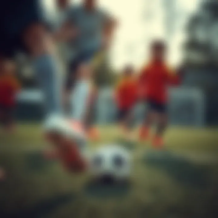 Group of children playing soccer, all wearing stylish Nike Air cleats.
