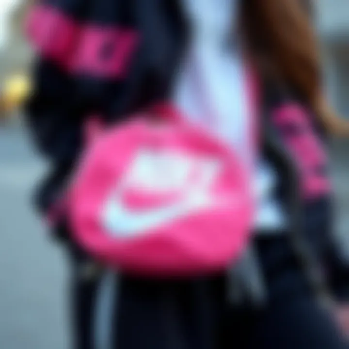 Fashionable outfit paired with a pink Nike bag