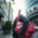 Stylish pink Nike bag in an urban setting