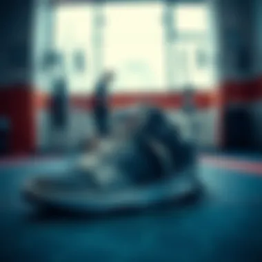 A stylish gym setting featuring the Nike Legend Essential shoes