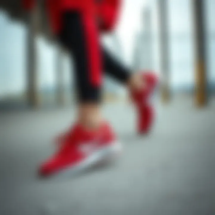 Fashion-forward outfit featuring Nike red sneakers