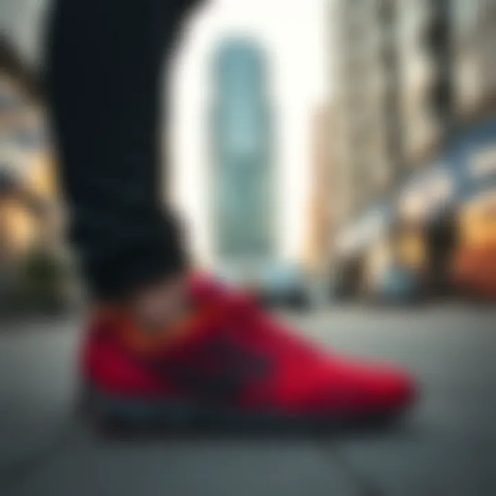 Nike red sneakers in an urban setting showcasing style versatility