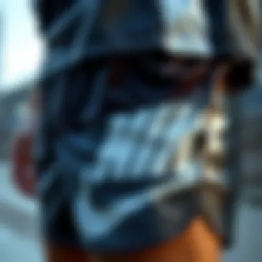 Close-up of Nike sports shorts showcasing design details and fabric texture