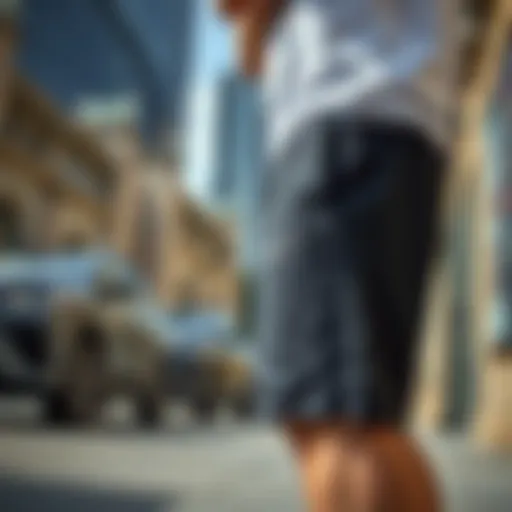 Stylish Nike sportswear shorts displayed in a trendy urban setting