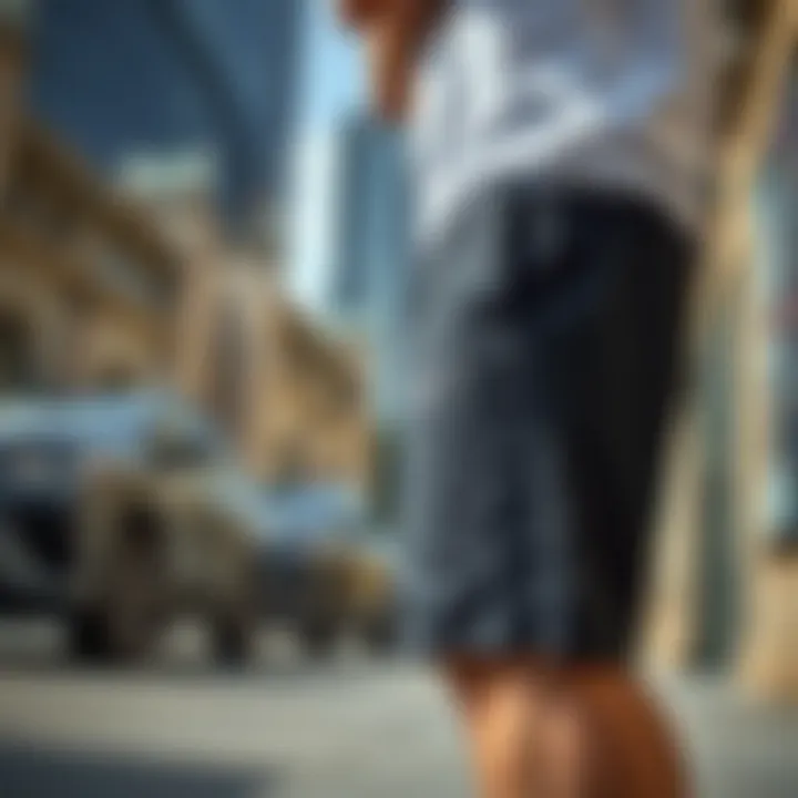 Stylish Nike sportswear shorts displayed in a trendy urban setting