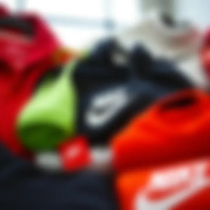 Collection of Nike apparel with promotional tags