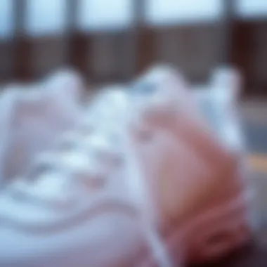 Intricate Design Features of Nike White Sneakers Close-up of the intricate design features of Nike white sports shoes