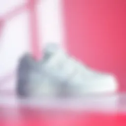 Stylish presentation of Nike white sneakers on a minimalistic background