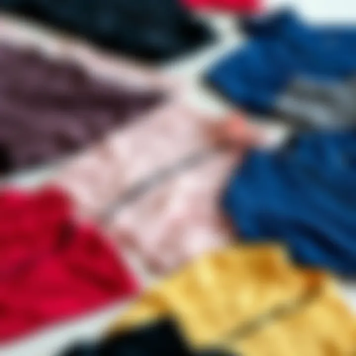 Flat lay of various polyester tracksuit styles and colors