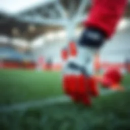 Puma goalkeeper gloves for children displayed on a field