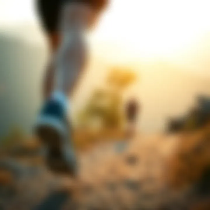 Runner wearing Skechers shoes on a scenic trail