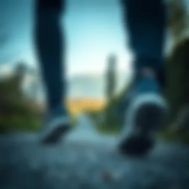 Enjoying a Scenic Walk in Quality Sneakers Walking on a scenic path with sneakers