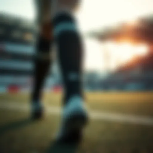 Dynamic football socks on a field